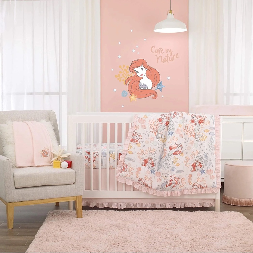 Disney Ariel Baby Blanket - Pink and White